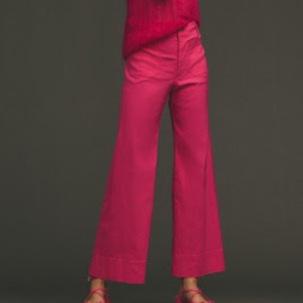 Maeve (Anthropologie) Colette Cropped Wide Leg pants in Medium Pink, Size 33